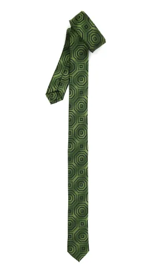 Super Skinny Retro Geometric Green Slim Tie