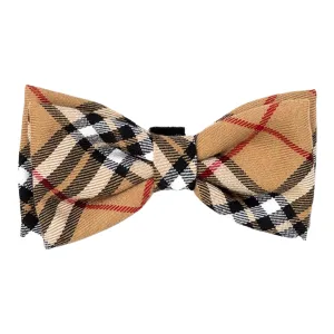 Tan Plaid Dog Bow Tie