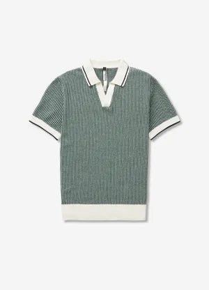 Textured Stitch Knit Polo Green