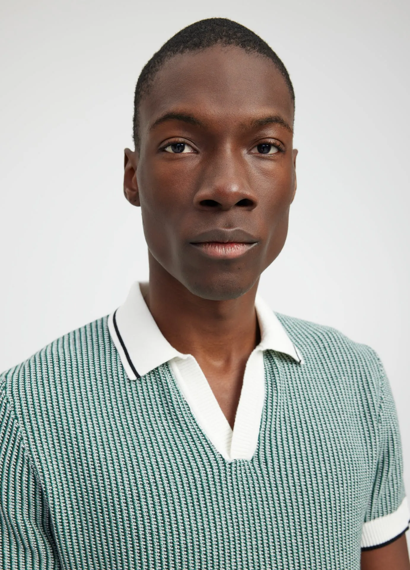 Textured Stitch Knit Polo Green