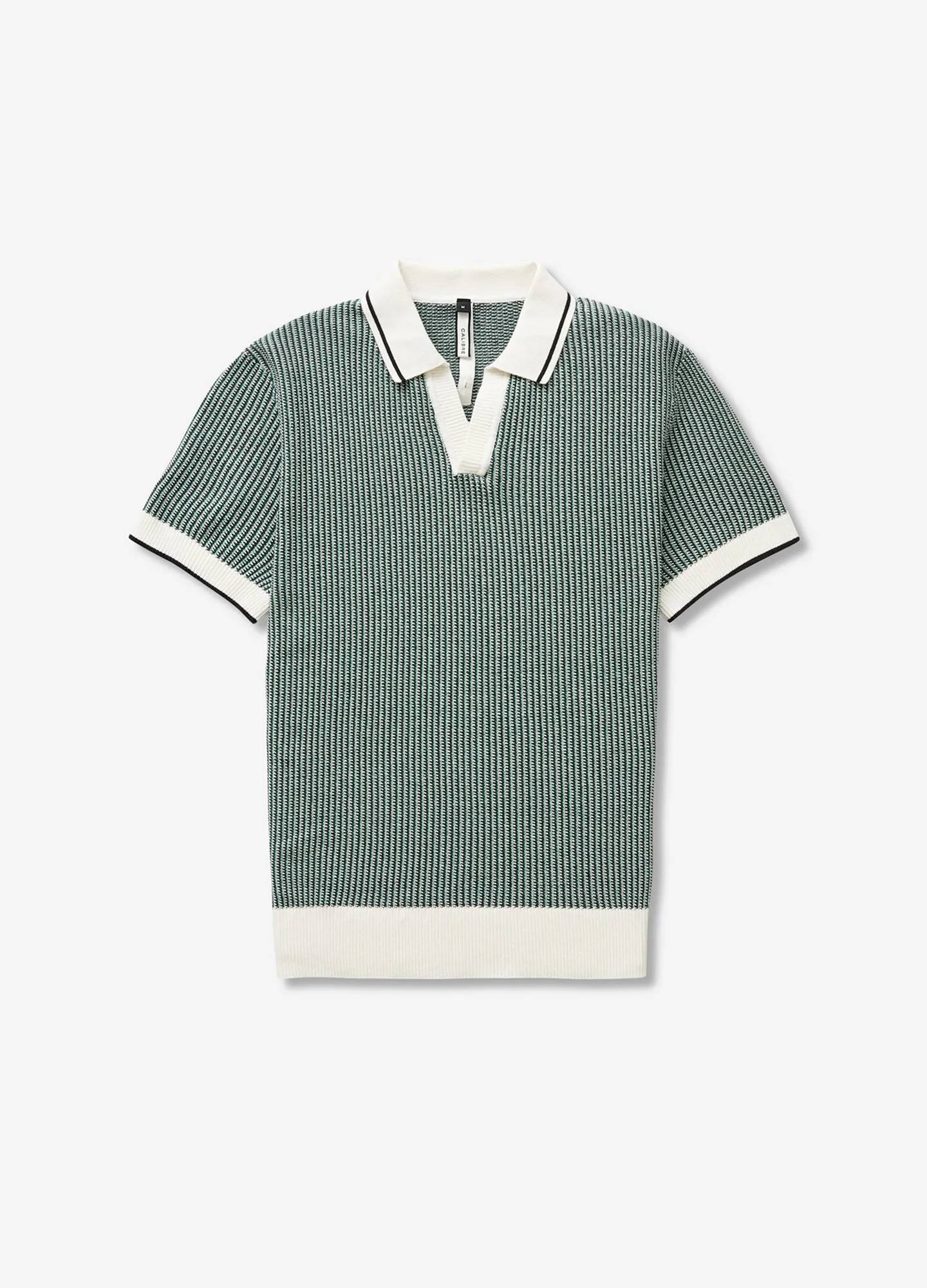 Textured Stitch Knit Polo Green