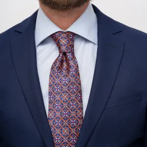 The Corso Umberto Orange Blue Duchesse Silk Tie