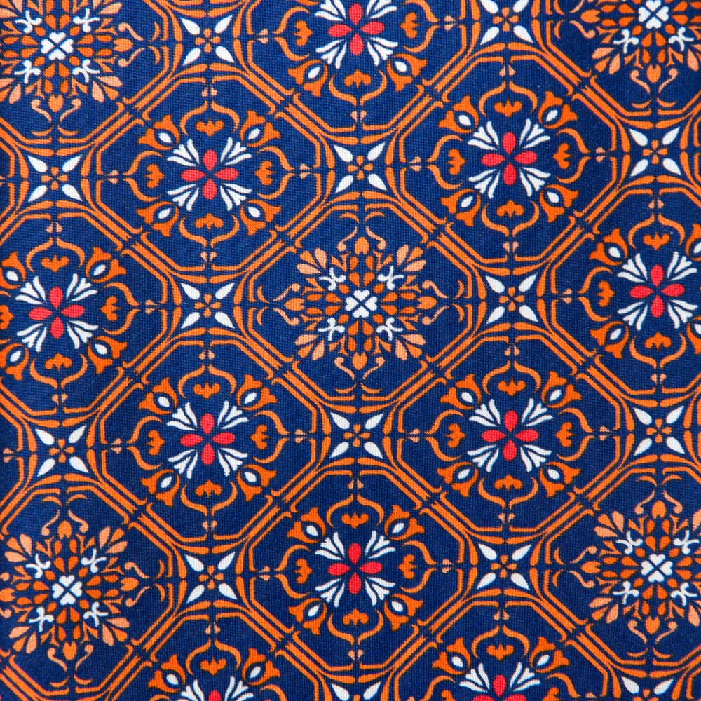 The Corso Umberto Orange Blue Duchesse Silk Tie