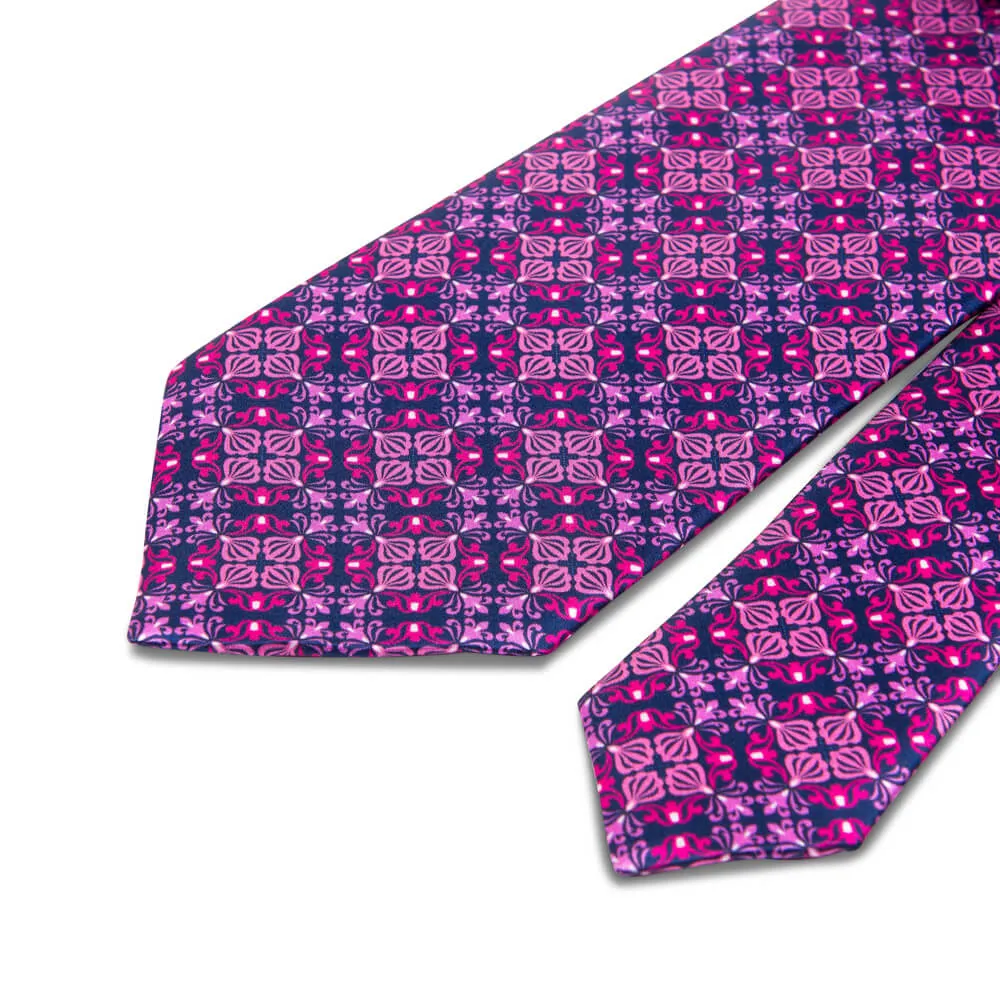 The Corvaja Pink and Blue Duchesse Silk Tie