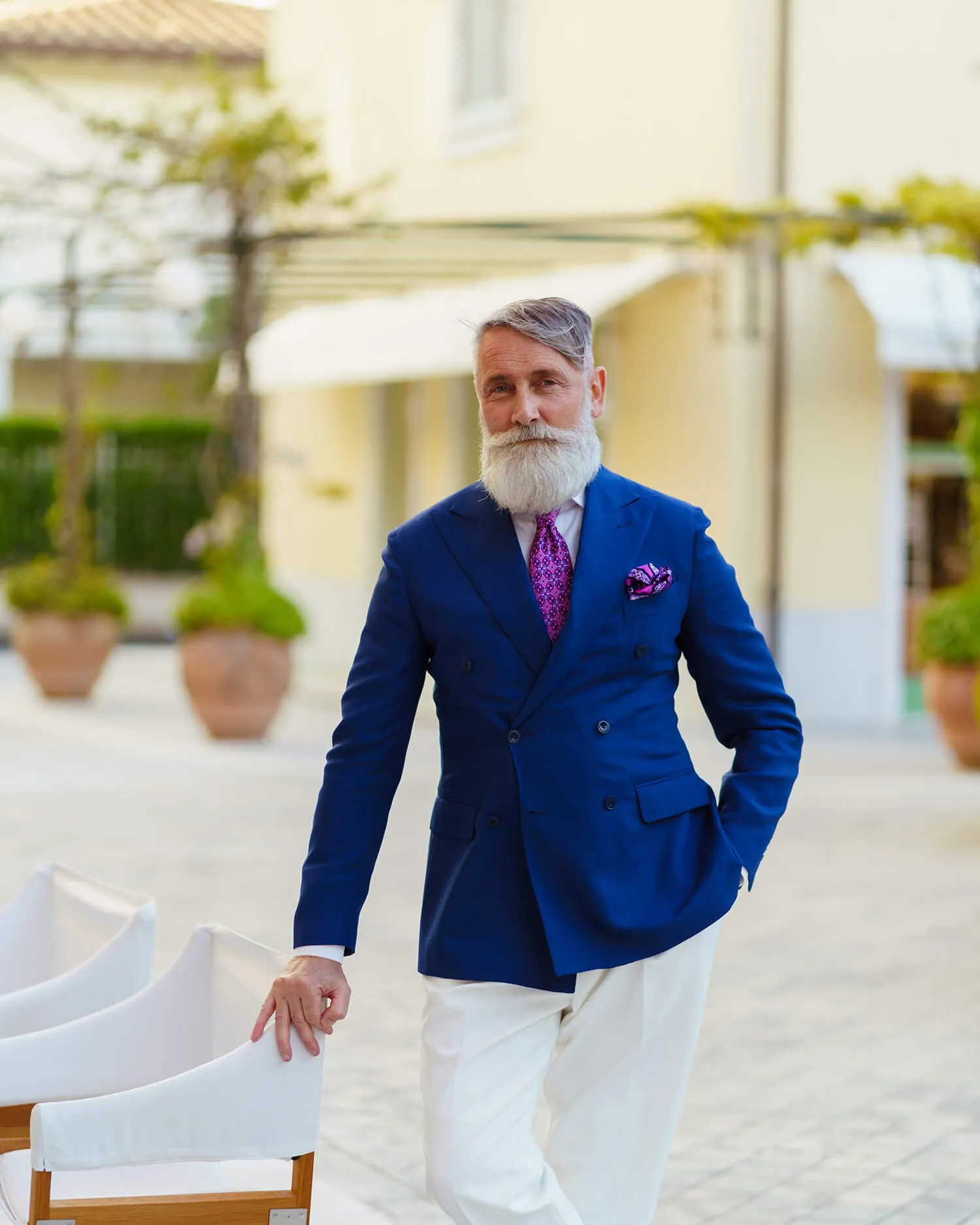 The Corvaja Pink and Blue Duchesse Silk Tie