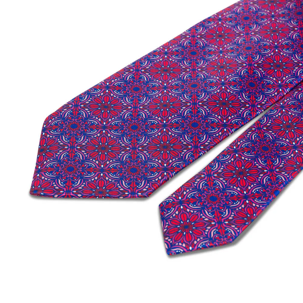The Duomo Red and Blue Duchesse Silk Tie