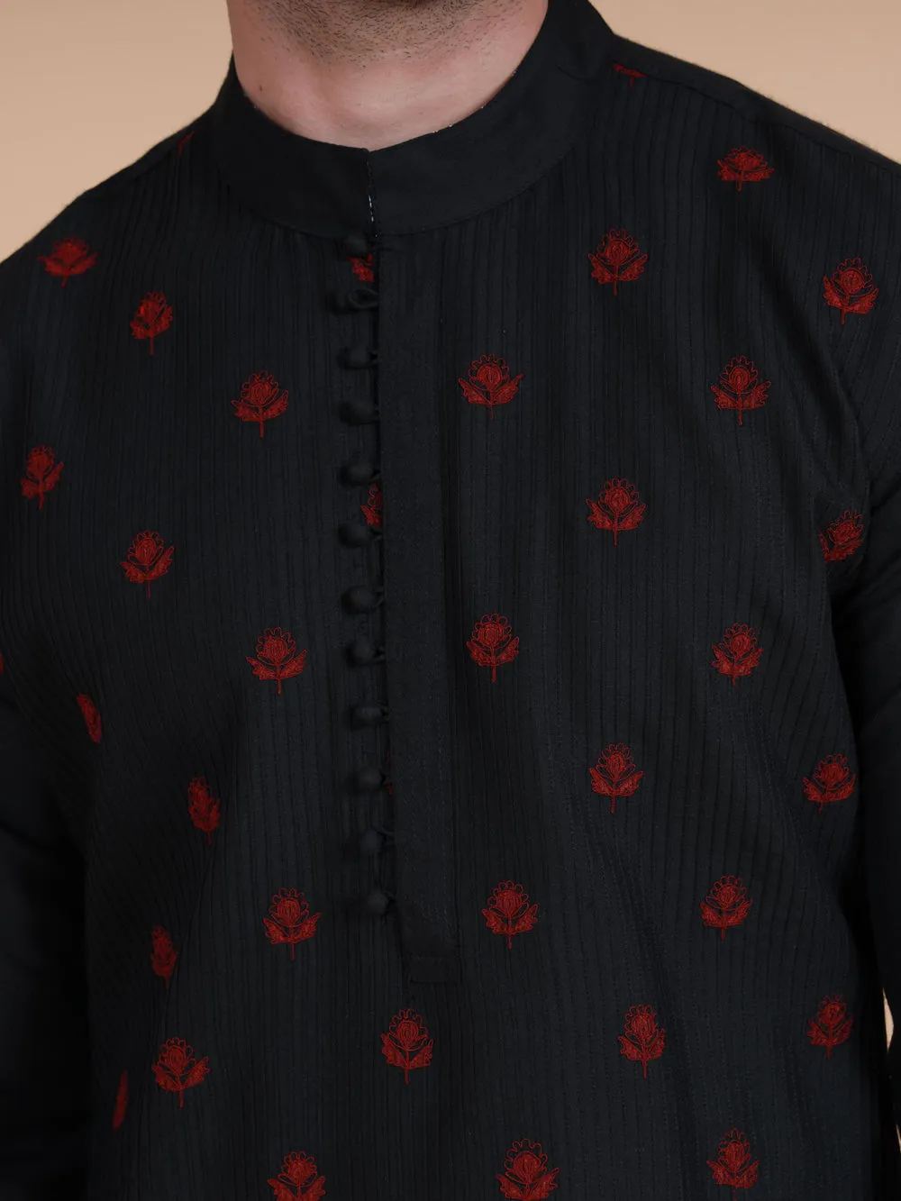 The Pintucked Butti Loop Button Kurta