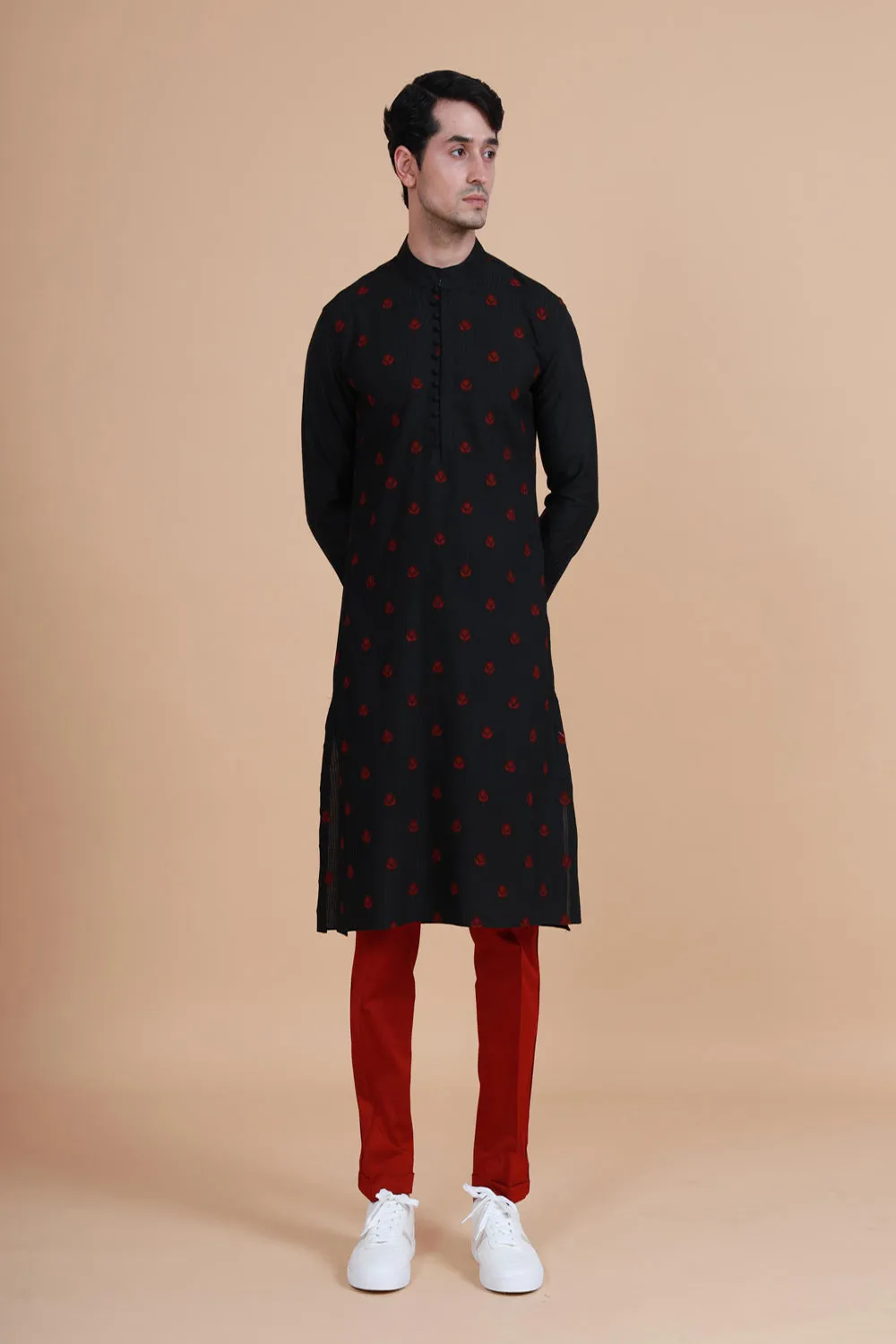 The Pintucked Butti Loop Button Kurta