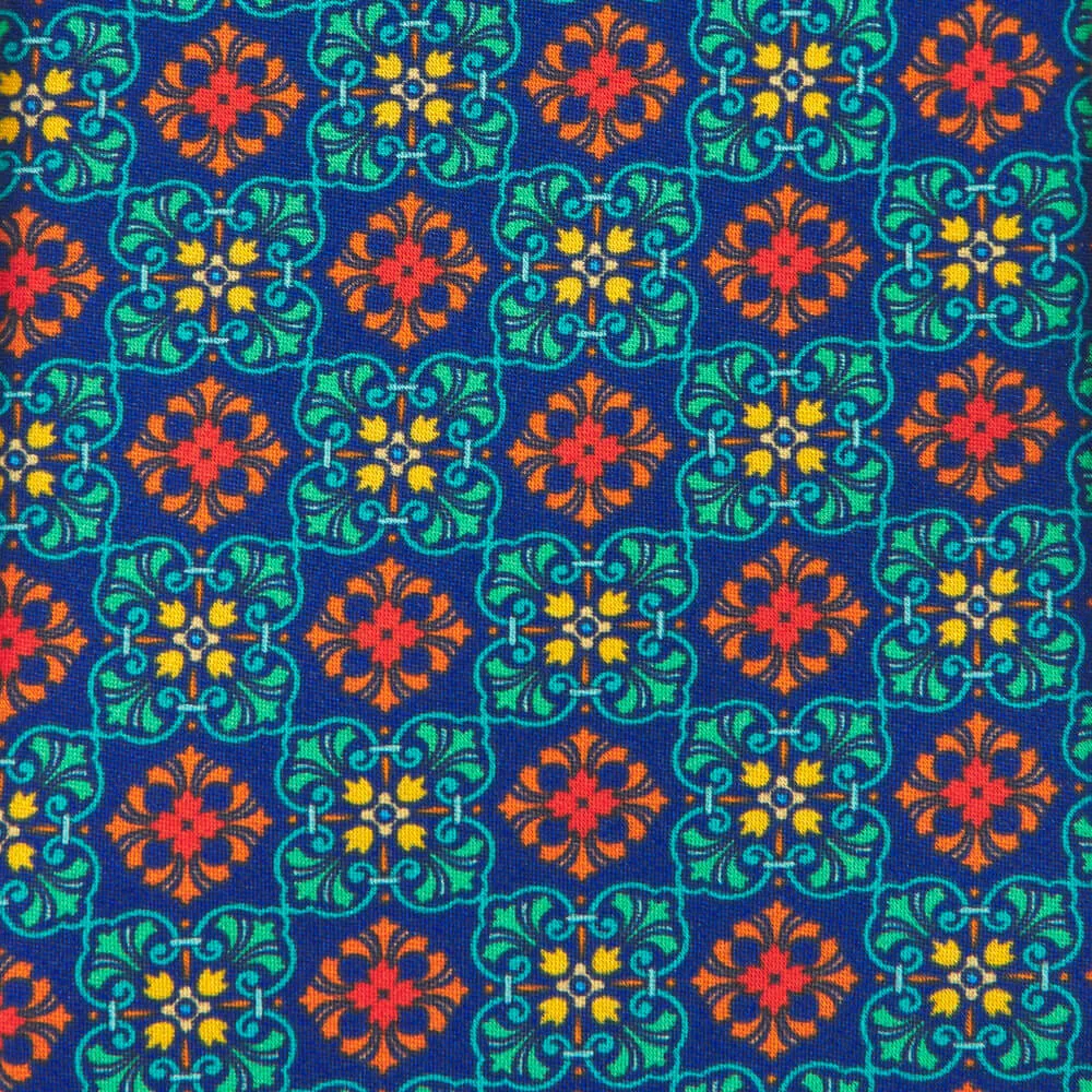 The Prince Green Orange and Blue Duchesse Silk Tie