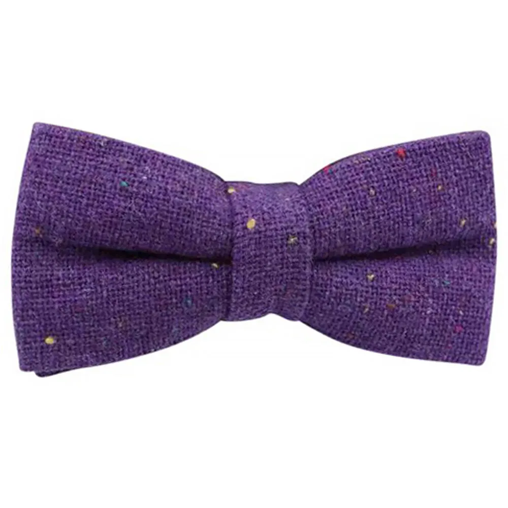 Theo Purple Flecked Tweed Bow Tie and Pocket Square Set