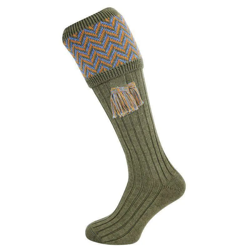 William Powell Mens Merino Shooting Socks with Garters - Glenesk