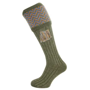 William Powell Mens Merino Shooting Socks with Garters - Glenesk