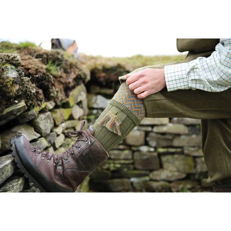 William Powell Mens Merino Shooting Socks with Garters - Glenesk