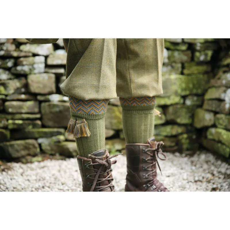William Powell Mens Merino Shooting Socks with Garters - Glenesk