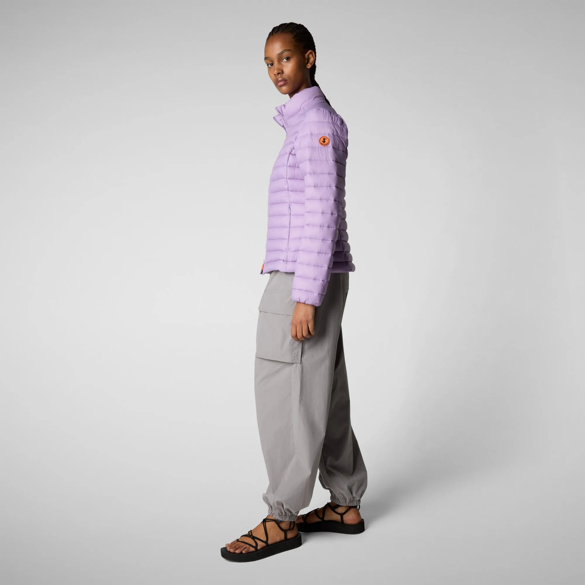 Woman's animal free puffer jacket carly in wisteria violet