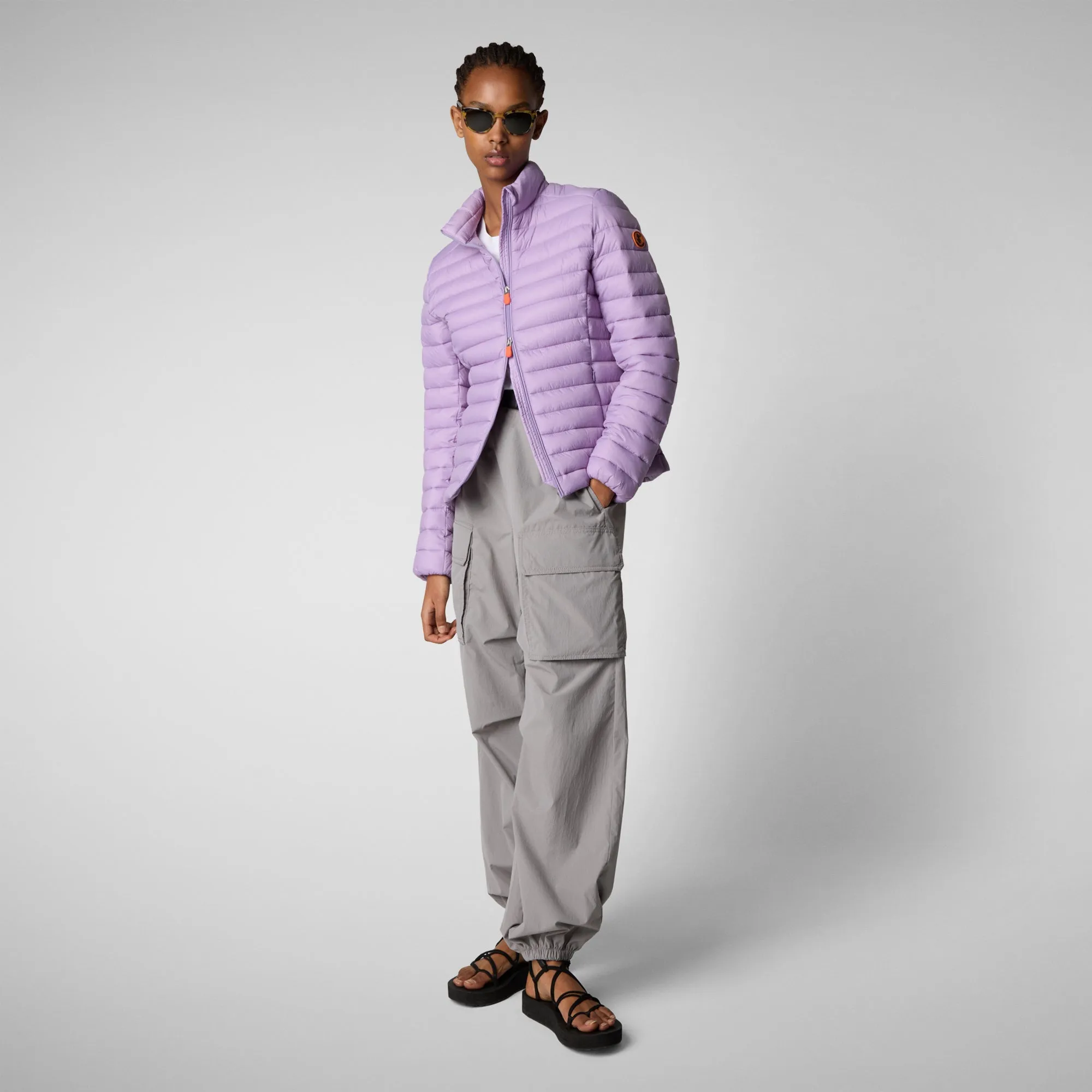 Woman's animal free puffer jacket carly in wisteria violet