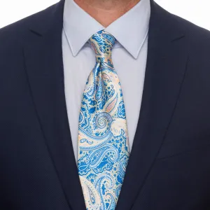 Yellow and Blue Sicilian Paisley Duchesse Silk Tie