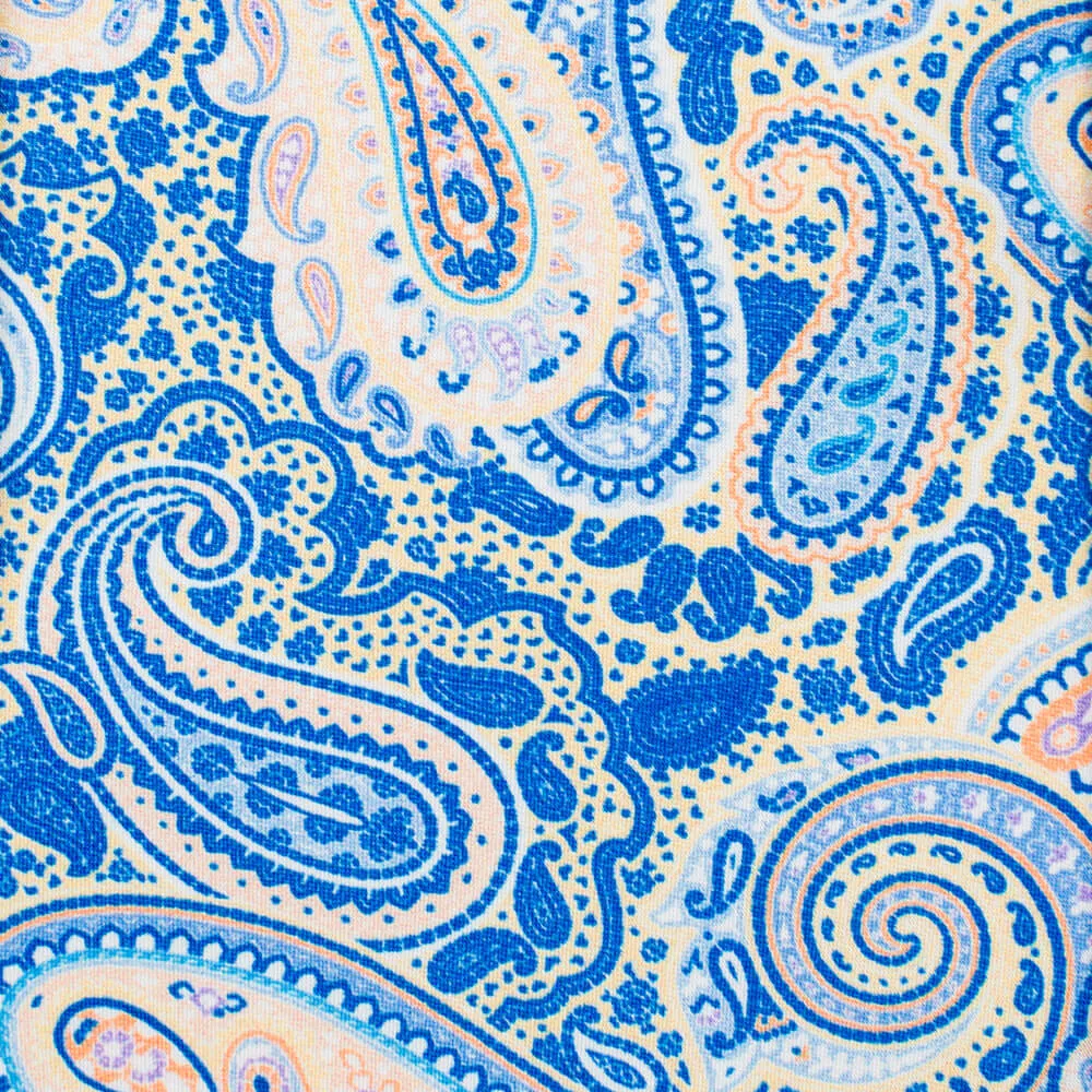 Yellow and Blue Sicilian Paisley Duchesse Silk Tie
