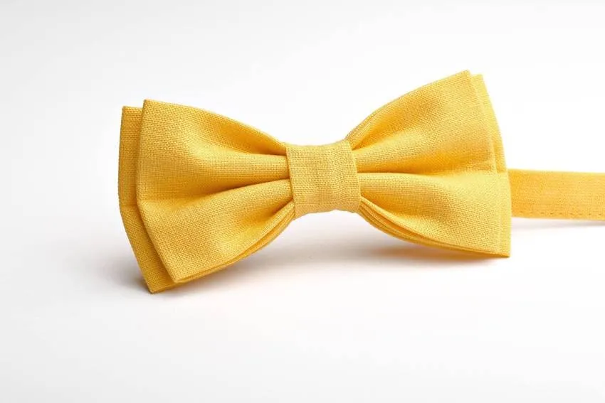 Yellow Linen Bow Ties for Men - Vibrant and Timeless Fashion Statement