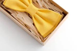 Yellow Linen Bow Ties for Men - Vibrant and Timeless Fashion Statement